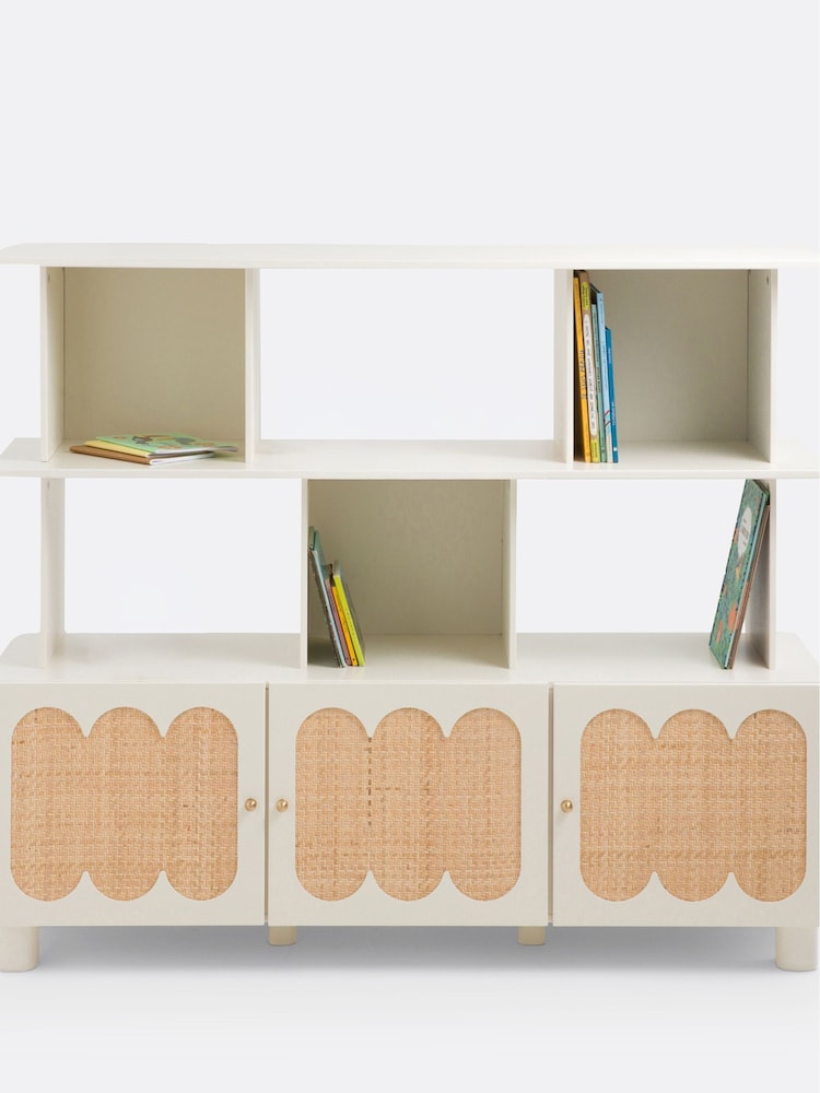 La Redoute Intérieurs Oak Ptilu Wood and Rattan Bookcase - Image 2 of 3 La Redoute Intérieurs Oak Ptilu Wood and Rattan Bookcase - Image 2 of 3