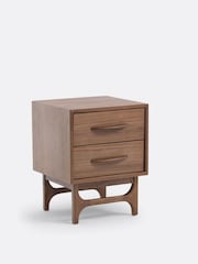 La Redoute Intérieurs Walnut Larsen Vintage Walnut 2-Drawer Bedside Table - Image 2 of 5