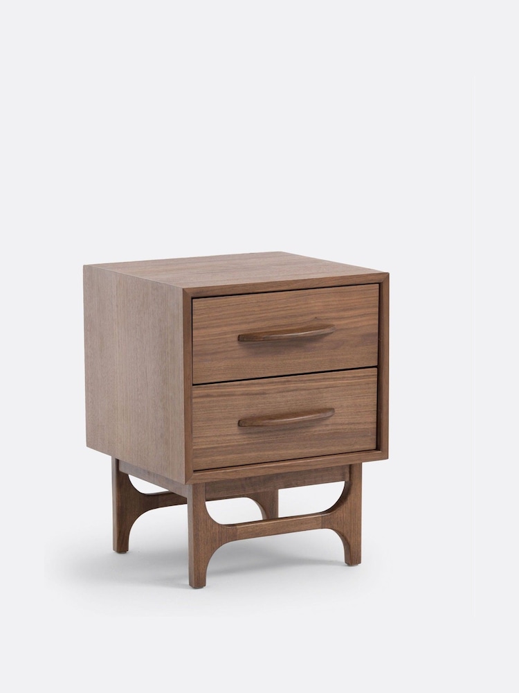 La Redoute Intérieurs Walnut Larsen Vintage Walnut 2-Drawer Bedside Table - Image 2 of 5