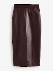 Berry Red N. Premium Genuine Leather Midi Skirt - Image 6 of 8