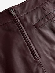 Berry Red N. Premium Genuine Leather Midi Skirt - Image 7 of 8