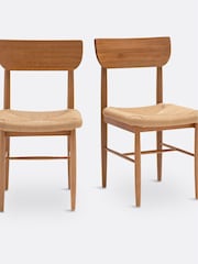 La Redoute Intérieurs Set of 2 Medium Andre Solid Oak Chairs with Braided Seats - Image 2 of 5
