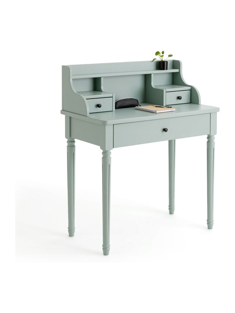La Redoute Intérieurs Green Eucalyptus Baudry Solid Pine Desk with Extension - Image 2 of 6