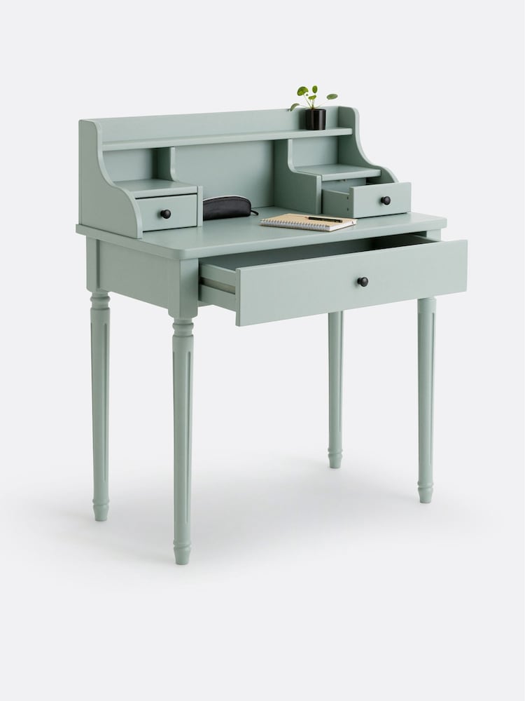 La Redoute Intérieurs Green Eucalyptus Baudry Solid Pine Desk with Extension - Image 6 of 6