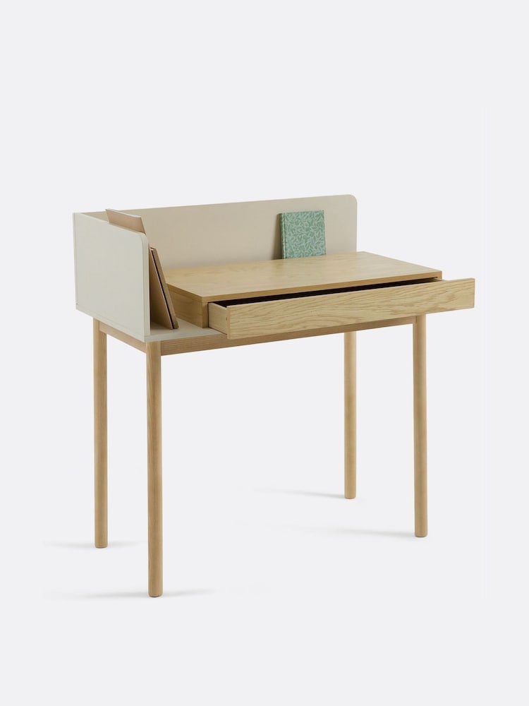 La Redoute Intérieurs Oak Off White Graphy 1-Drawer Desk - Image 6 of 6