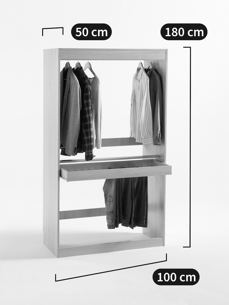 La Redoute Intérieurs Arlington Oak Wood Build Hanging Wardrobe + Trouser Rack Module - Image 6 of 6 La Redoute Intérieurs Arlington Oak Wood Build Hanging Wardrobe + Trouser Rack Module - Image 6 of 6