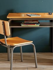 La Redoute Intérieurs Grey Wood Buton Vintage Metal School Desk and Chair - Image 1 of 4