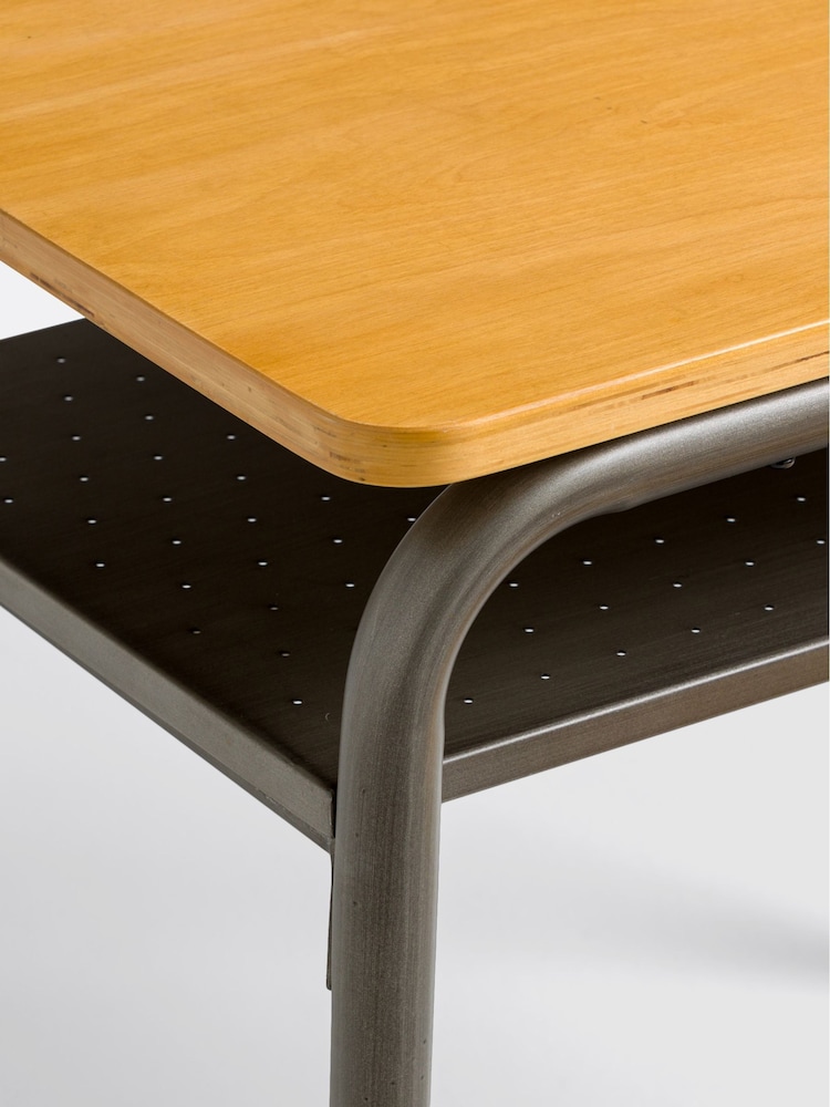 La Redoute Intérieurs Grey Wood Buton Vintage Metal School Desk and Chair - Image 2 of 4