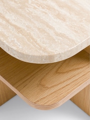 La Redoute Intérieurs Oak Caliste & Travertine Bedside Table - Image 4 of 5