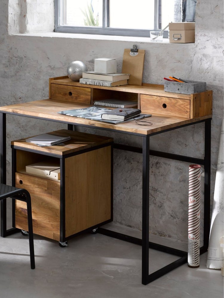 La Redoute Intérieurs Oak Black Hiba Industrial Metal Unit Desk - Image 1 of 6 La Redoute Intérieurs Oak Black Hiba Industrial Metal Unit Desk - Image 1 of 6