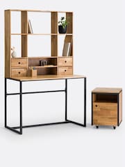 La Redoute Intérieurs Oak Black Hiba Industrial Desk Unit on Wheels - Image 6 of 6