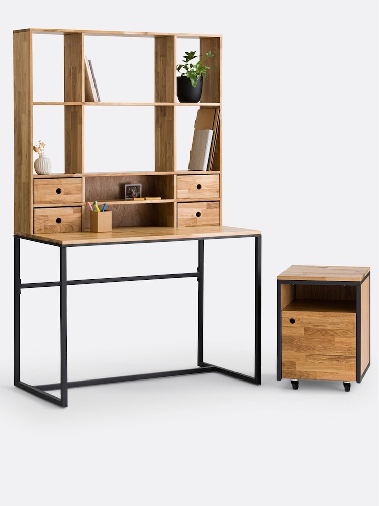 La Redoute Intérieurs Oak Black Hiba Industrial Desk Unit on Wheels - Image 6 of 6