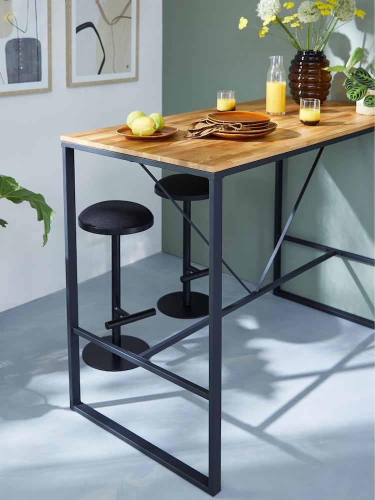 La Redoute Intérieurs Natural Hiba Industrial High Bar Table in Oak & Metal - Image 1 of 4