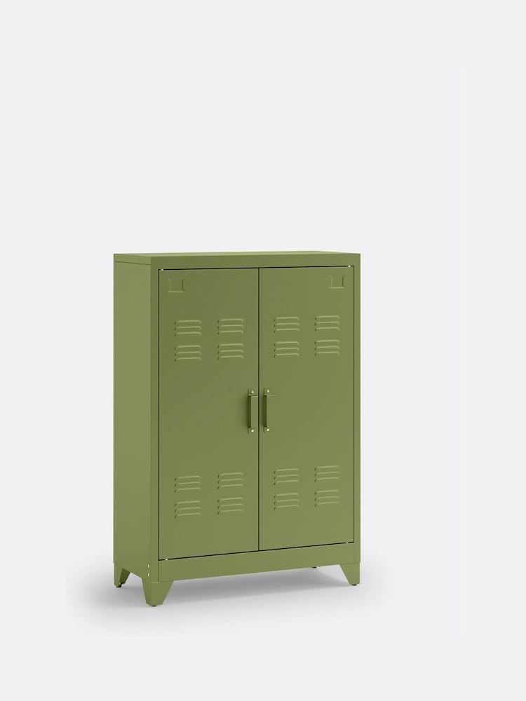 La Redoute Intérieurs Khaki Hiba Industrial Low Metal Cabinet - Image 2 of 6