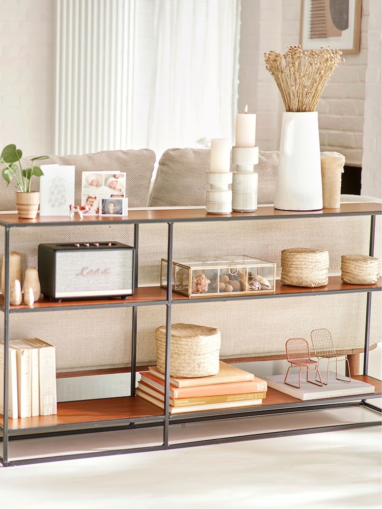 La Redoute Intérieurs Walnut Watford Metal Shelved Console Table - Image 1 of 6