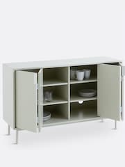 La Redoute Intérieurs Light Grey Illan Accordian Door Wood & Metal Sideboard - Image 4 of 6