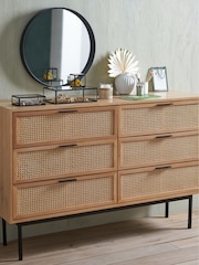 La Redoute Intérieurs Oak Waska Ash & Rattan Chest of 6 Drawers - Image 1 of 6