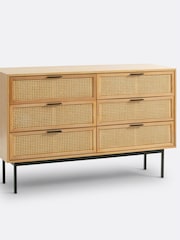 La Redoute Intérieurs Oak Waska Ash & Rattan Chest of 6 Drawers - Image 3 of 6