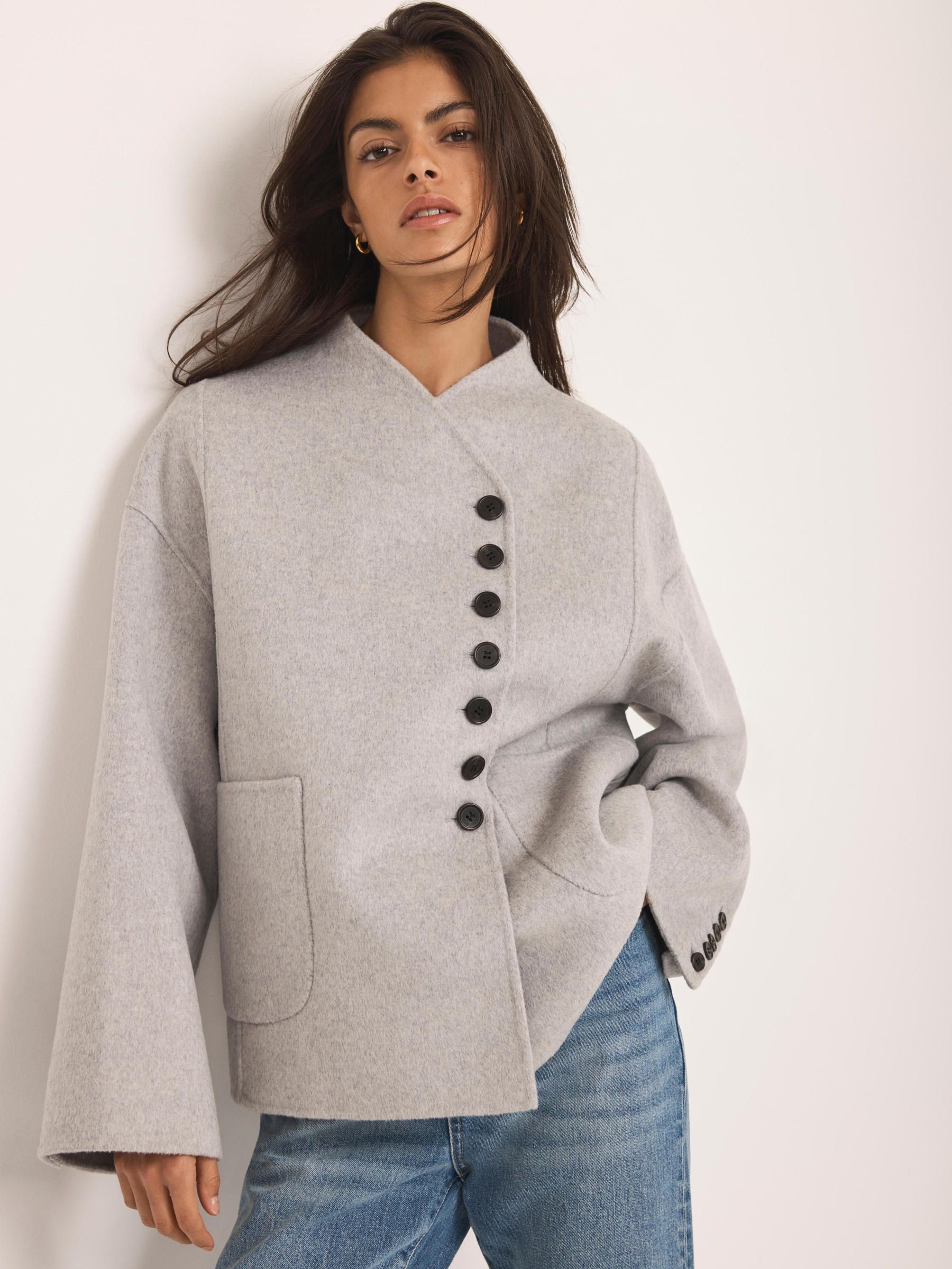 Buy Mint Velvet Grey Wool Blend Hand Finished Button Detail Jacket