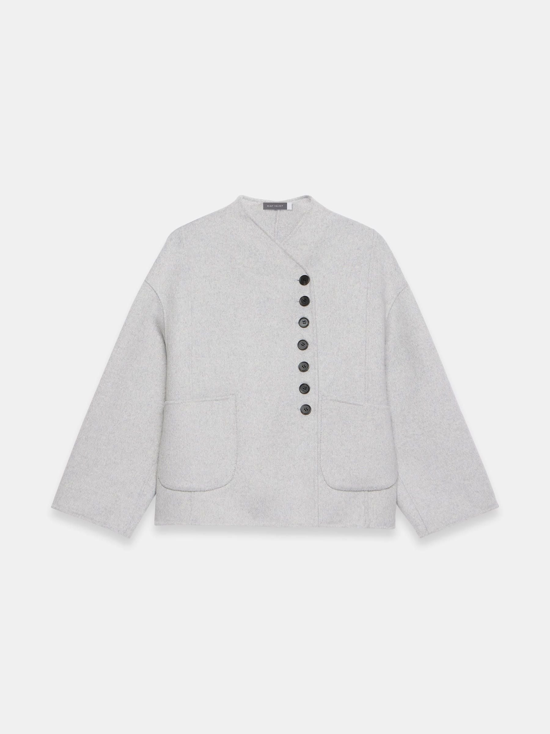 Buy Mint Velvet Grey Wool Blend Hand Finished Button Detail Jacket