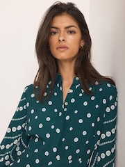 Mint Velvet Green Printed Ruffle Mini Dress - Image 6 of 8