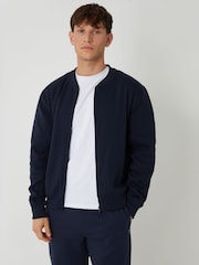 Threadbare Blue Zip Through Sweat Bomber Jacket - Image 2 of 7