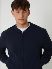 Threadbare Blue Zip Through Sweat Bomber Jacket - Image 5 of 7