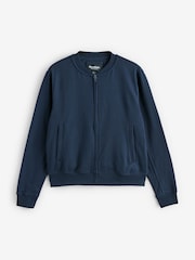 Threadbare Blue Zip Through Sweat Bomber Jacket - Image 7 of 7