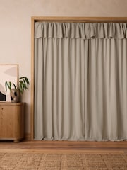Natural Cotton Muslin Ruffle Top Fold Over Lined Curtain - Image 2 of 7