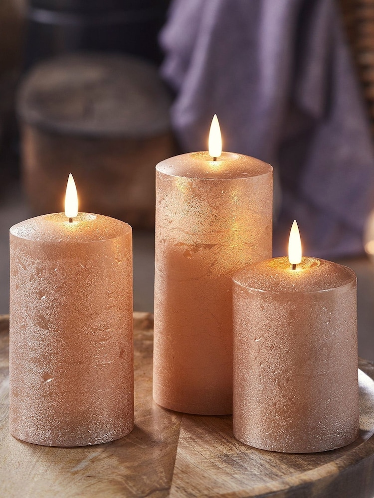 Lights4fun Copper TruGlow Copper LED Autumn Candle Trio - Image 3 of 3 Lights4fun Copper TruGlow Copper LED Autumn Candle Trio - Image 3 of 3