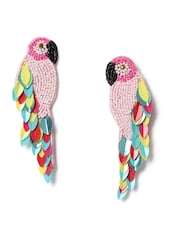 Aela Pink Beaded Parrot Earrings - Image 2 of 3