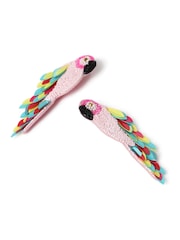 Aela Pink Beaded Parrot Earrings - Image 3 of 3