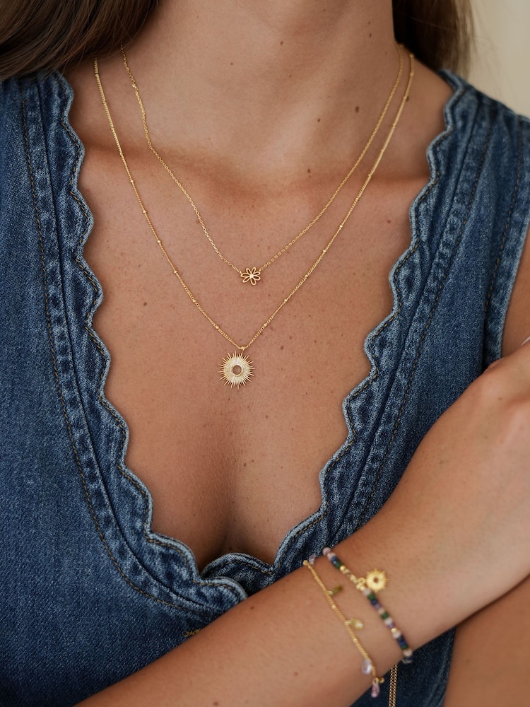 Estella Bartlett Gold Tone Mini Doodle Flower Necklace - Image 4 of 4