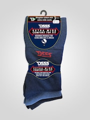 D555 Blue Harold All Black Extra Wide Comfort Fit Socks 3 Pack - Image 6 of 6