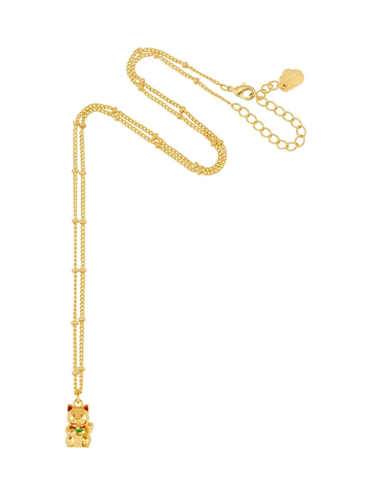 Estella Bartlett Gold Tone Lucky Cat Necklace - Image 1 of 3
