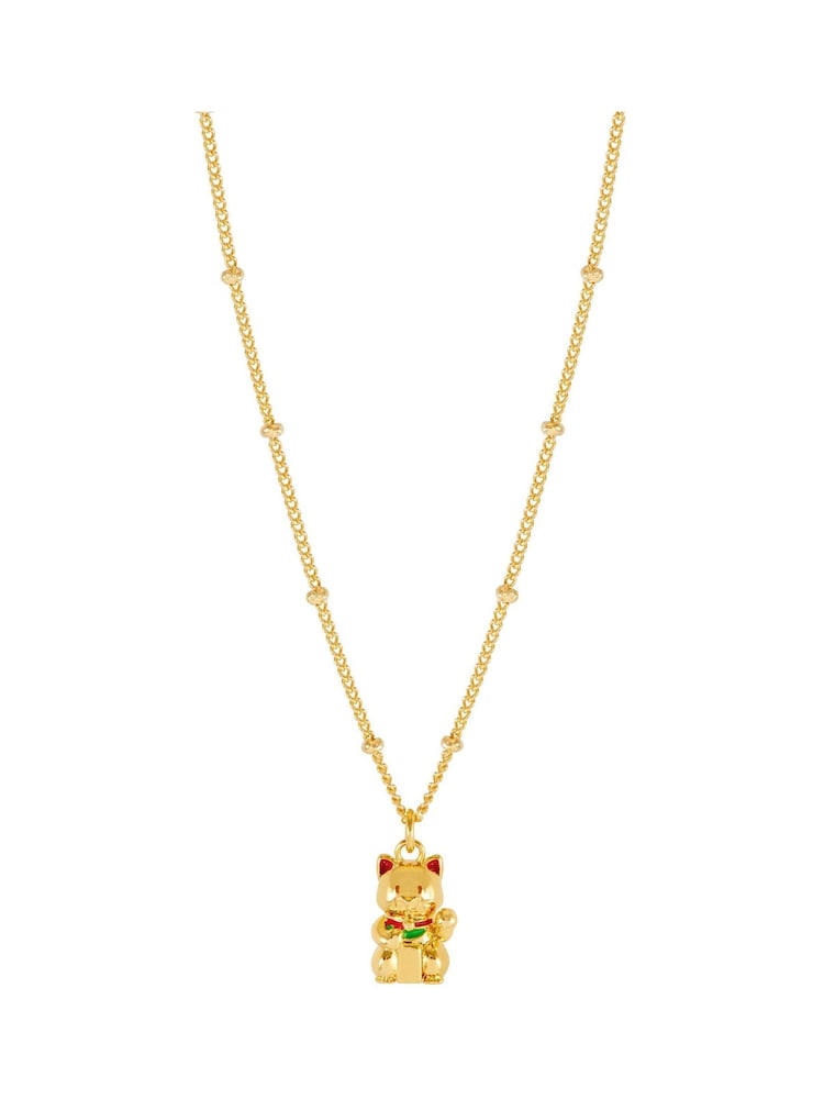 Estella Bartlett Gold Tone Lucky Cat Necklace - Image 2 of 3