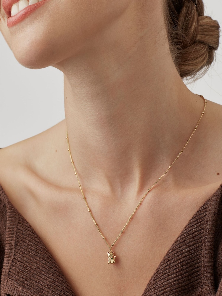 Estella Bartlett Gold Tone Lucky Cat Necklace - Image 3 of 3