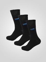 D555 Black Harold All Black Extra Wide Comfort Fit Socks 3 Pack - Image 1 of 4