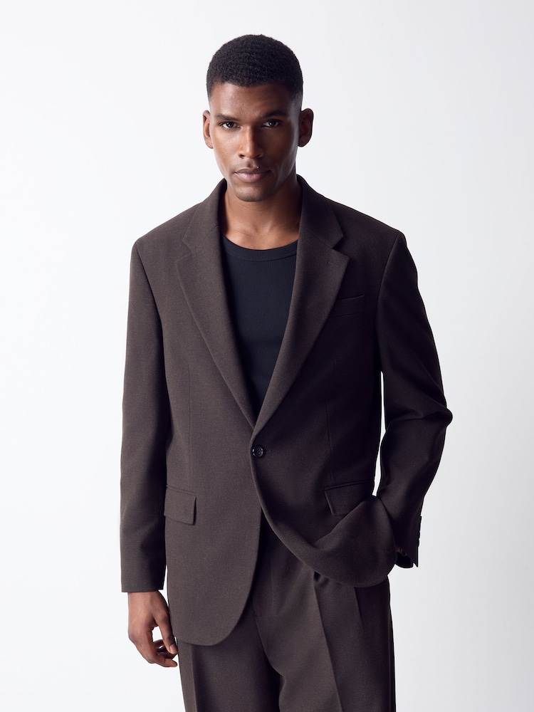 Brown Loose Fit Flannel Suit Jacket - Image 1 of 12 Brown Loose Fit Flannel Suit Jacket - Image 1 of 12