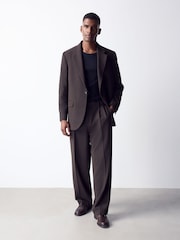 Brown Loose Fit Flannel Suit Jacket - Image 2 of 12