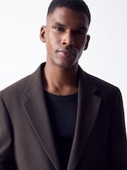 Brown Loose Fit Flannel Suit Jacket - Image 4 of 12