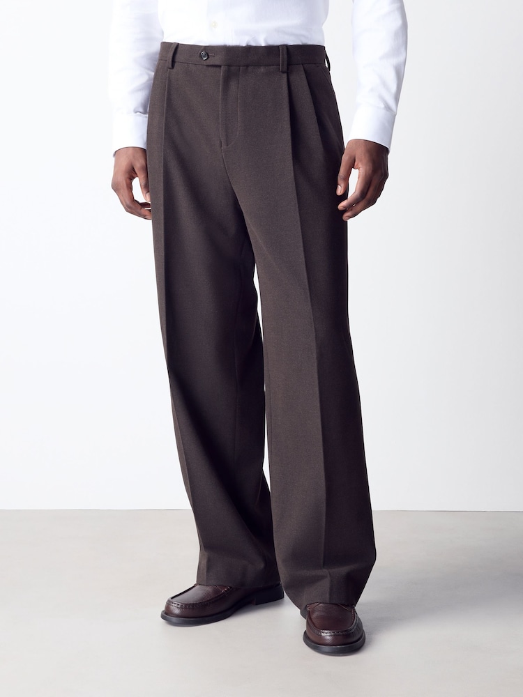 Brown Loose Fit Flannel Suit Trousers - Image 1 of 10