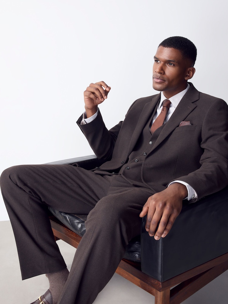 Brown Tailored Fit Flannel Suit Jacket - Image 1 of 5 Brown Tailored Fit Flannel Suit Jacket - Image 1 of 5