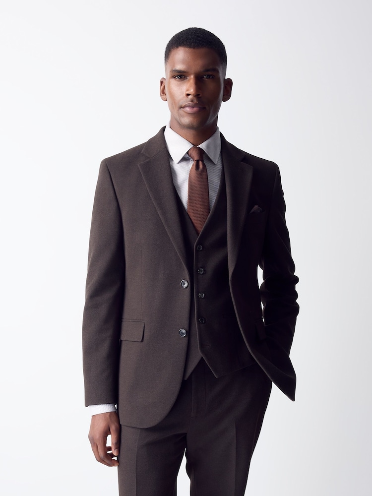 Brown Tailored Fit Flannel Suit Jacket - Image 2 of 5 Brown Tailored Fit Flannel Suit Jacket - Image 2 of 5