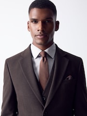 Brown Tailored Fit Flannel Suit Jacket - Image 4 of 5