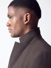 Brown Tailored Fit Flannel Suit Jacket - Image 5 of 5