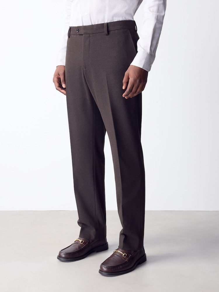Brown Tailored Fit Flannel Suit Trousers - Image 1 of 10