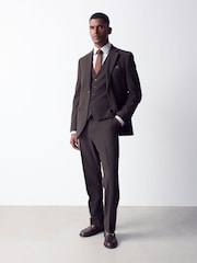 Brown Tailored Fit Flannel Suit Trousers - Image 2 of 10