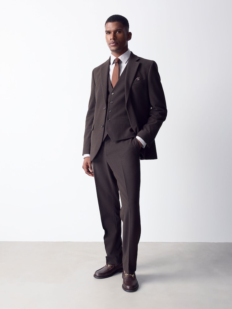 Brown Tailored Fit Flannel Suit Trousers - Image 2 of 10