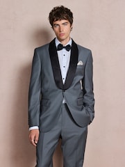 Mid Blue N. Premium Tailored Fit With Wool Shawl Lapel Tuxedo Suit Jacket - Image 1 of 5